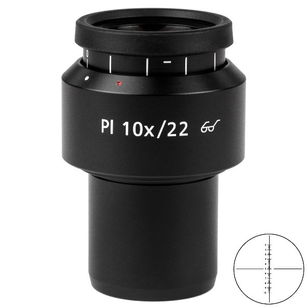 Eyepiece PL 10x/22 Br. foc. with Crossline Micrometer 10:100